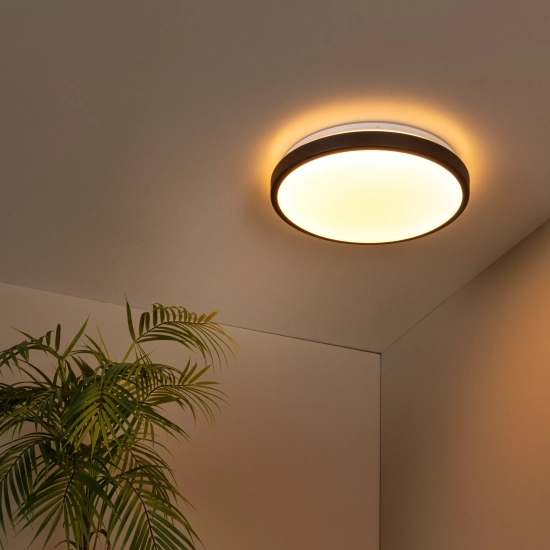 DASHER Lampa sufitowa Ø 34,8 cm LED 1x18W 2700K IP44 Czujnik ruchu i dzień/noc Czarny 79110/35/30 Lucide - zdjęcie dodatkowe 5